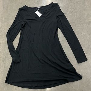 Express Black V Neck Long Sleeve T Shirt Dress Size XS